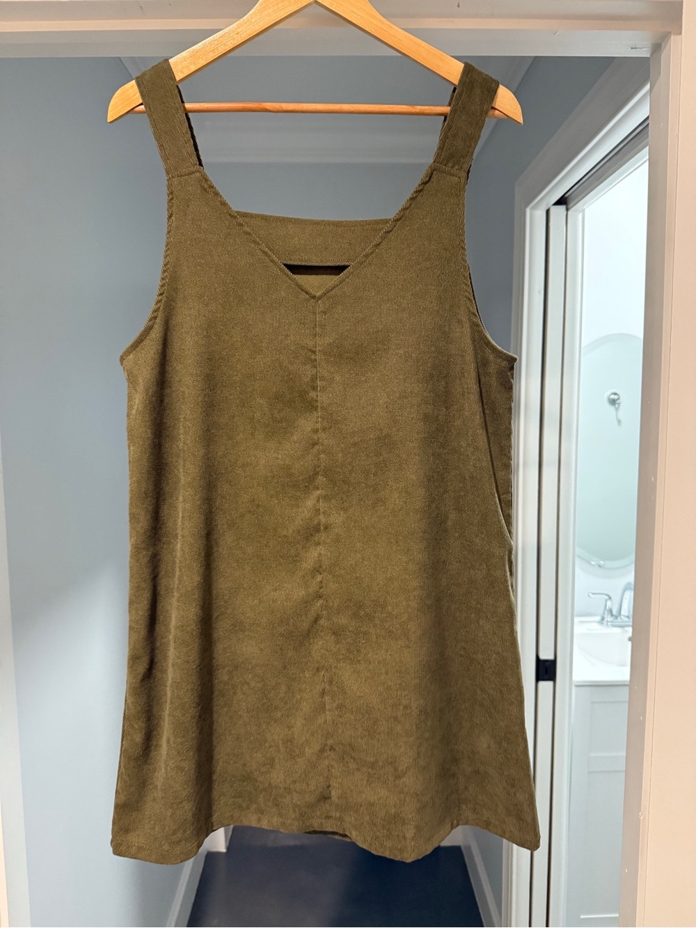 Corduroy v neck dress